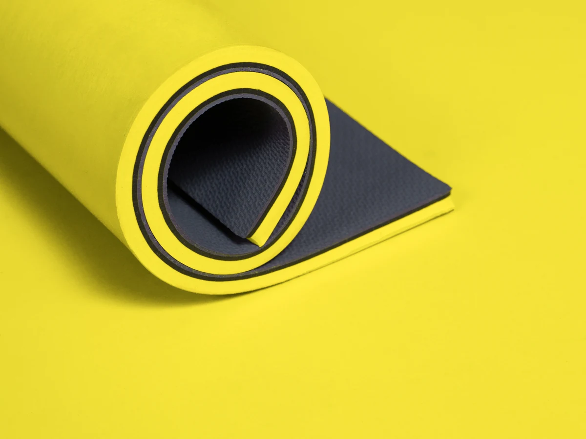 Wear-resistant — Anti-abrasion, highly elastic · yellow · 38 Sh A · with bonding layer (BL) (RT-AB38-YE-BL)