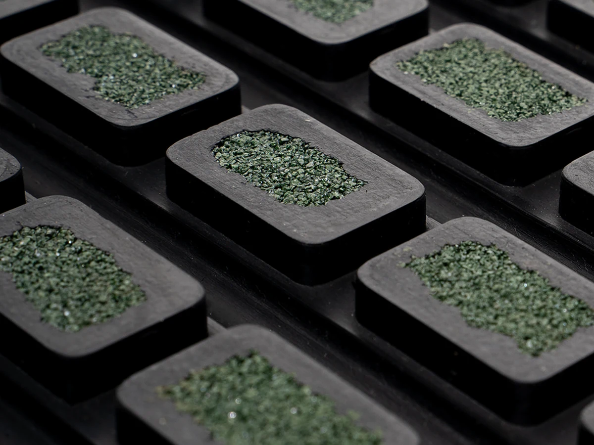 Wear-resistant — Ceramic pulley lagging, green tiles · black · 70 Sh A · with bonding layer (BL) (RT-LAG70-BK-CG-BL)