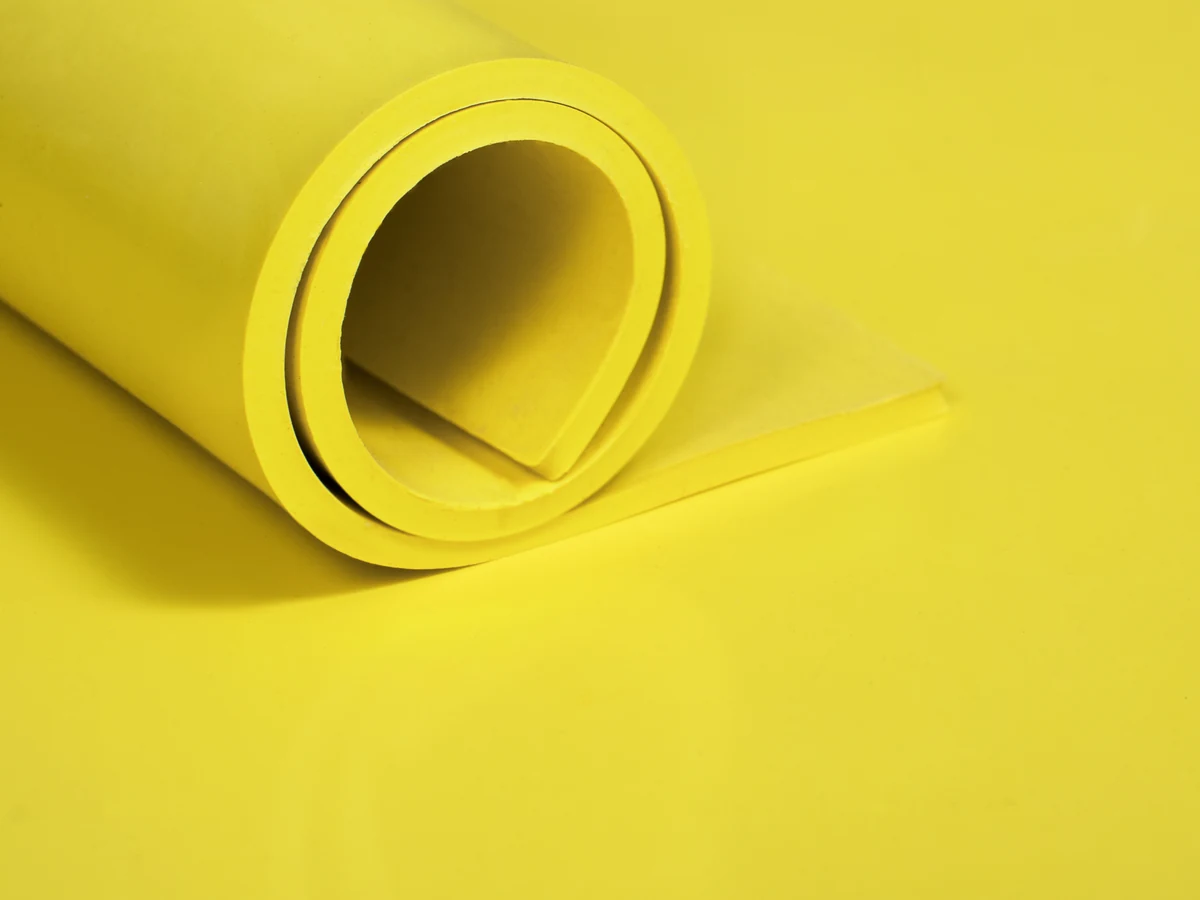 Natural rubber (NR) — Anti-abrasion · yellow · 45 Sh A (RT-NR45-YE)